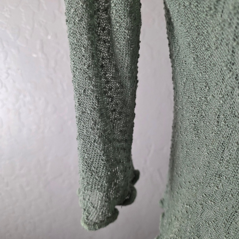 Papa Vancouver Sheer Cardigan Womens XL Sage Green Boho 3/4 Sleeve Open Knit - Picture 7 of 14